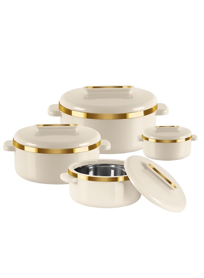 Cady One Stainless Steel Thermal Preservation Container Set of 4 (500+1000+1500+2500) ml, Food Preservation Pot, Cooking Casserole with Heat Insulation Handles and Airtight Lid - Image 1